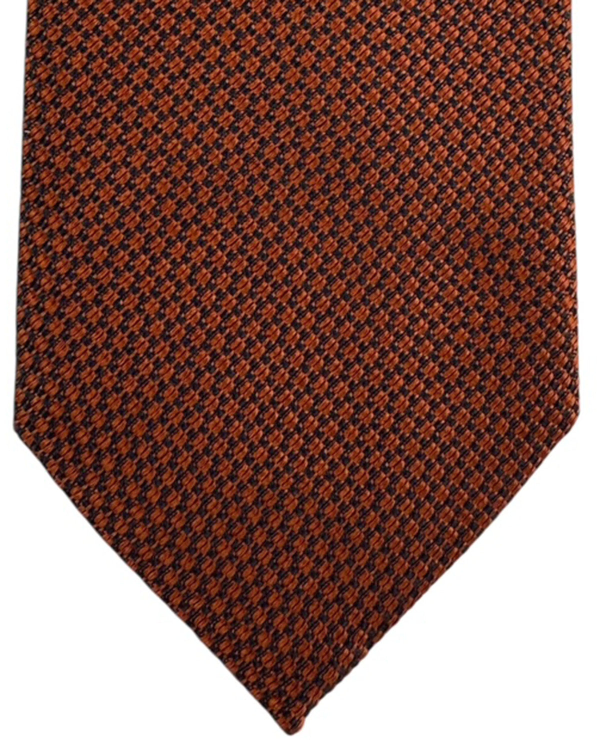 Ermenegildo Zegna Tie Rust Brown And Navy Houndstooth