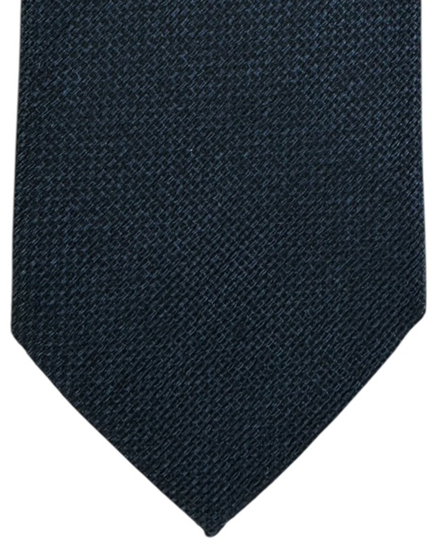 Ermenegildo Zegna Tie Midnight Blue With Tonal Textured Weave