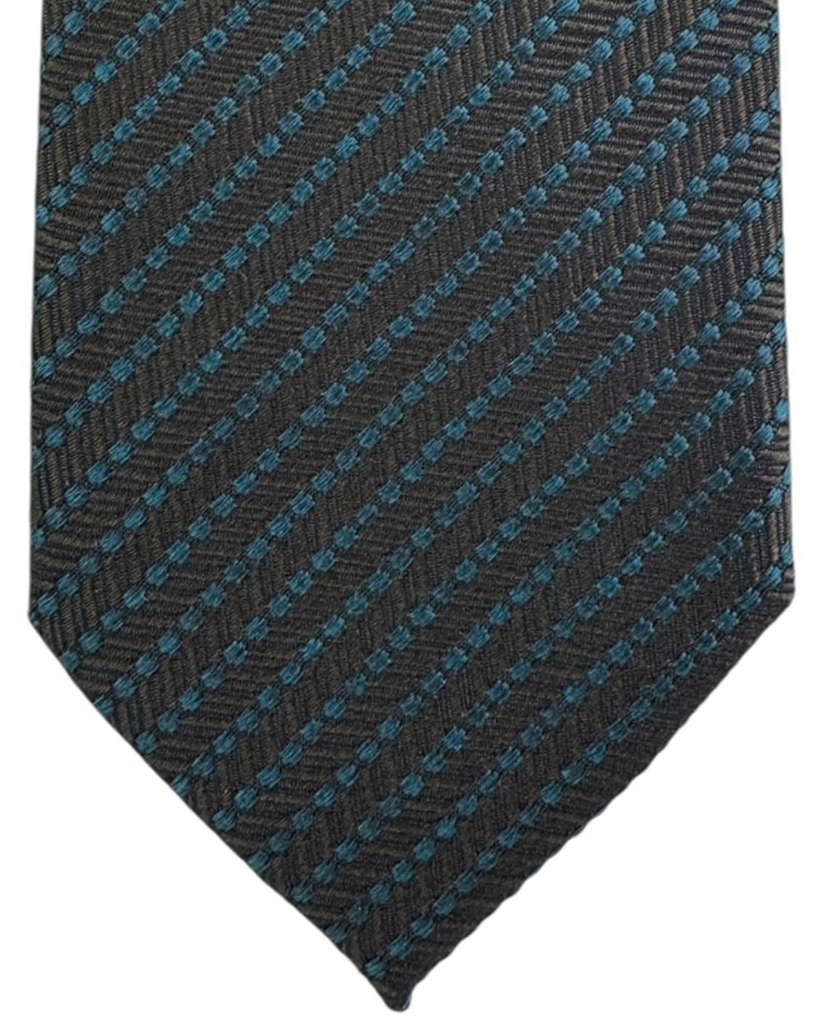 Ermenegildo Zegna Tie Brown Teal Dotted Stripes