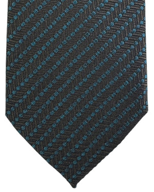 Ermenegildo Zegna Tie Brown Teal Dotted Stripes