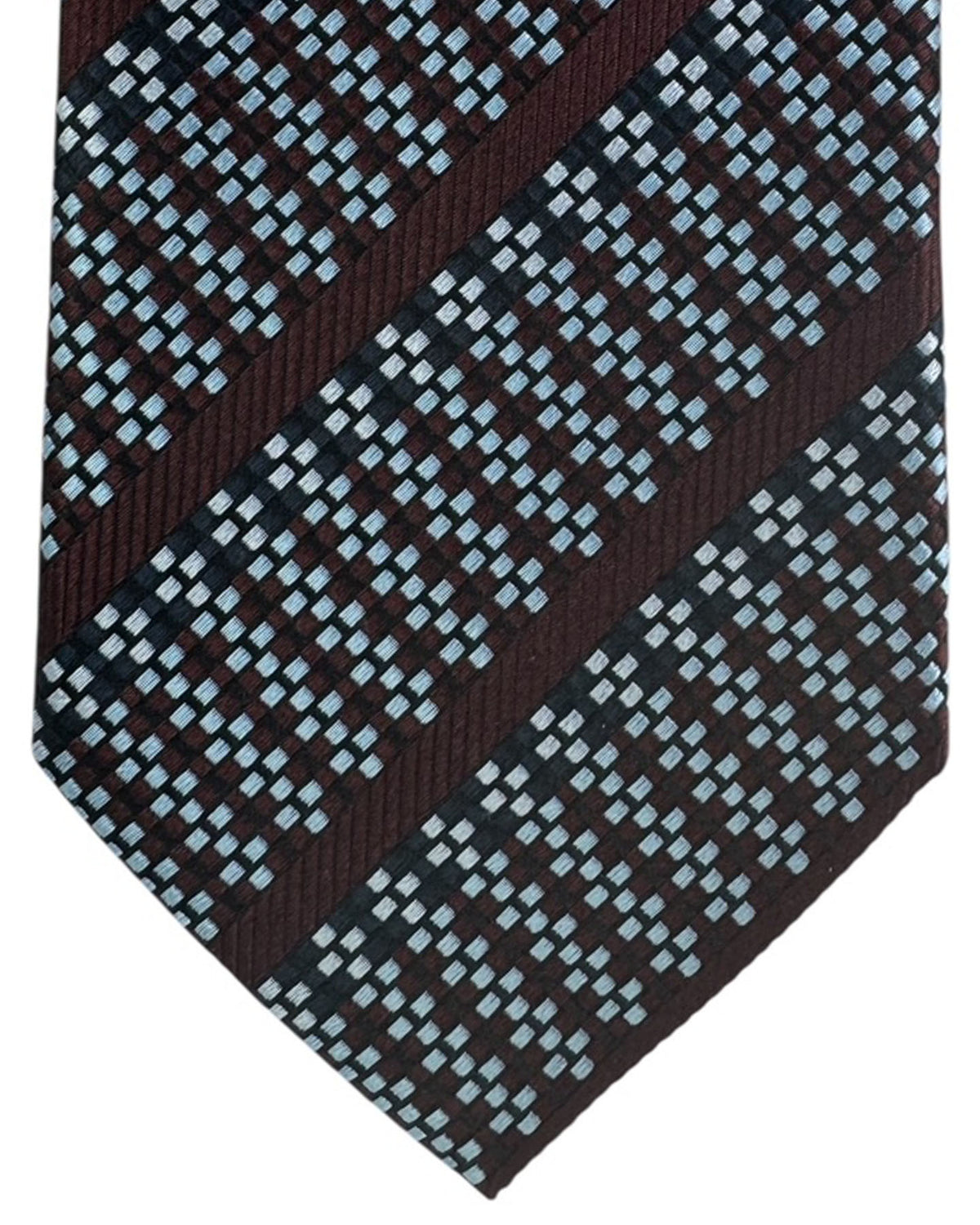 Ermenegildo Zegna Tie Maroon Stripe Grid
