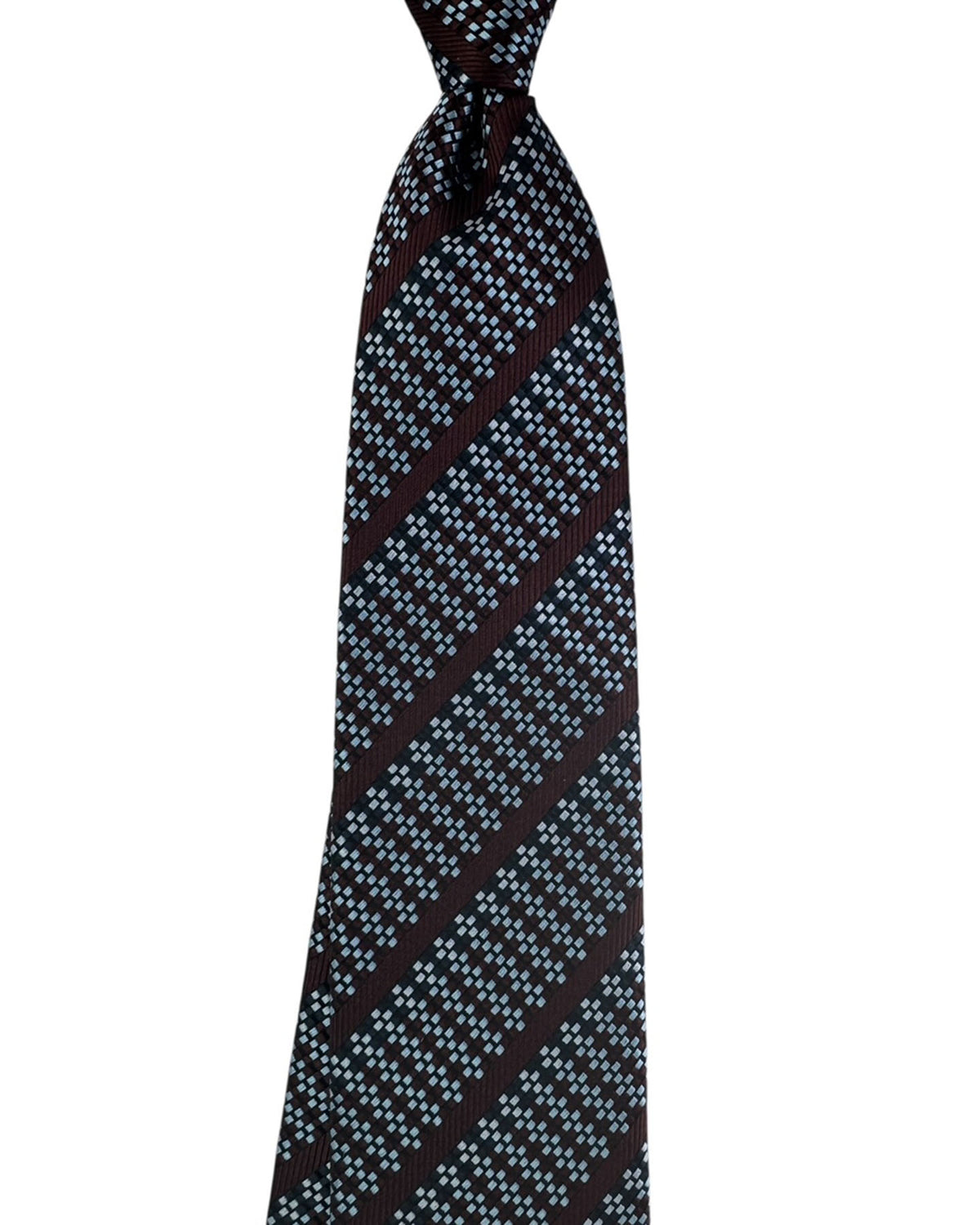 Ermenegildo Zegna Tie Maroon Stripe Grid