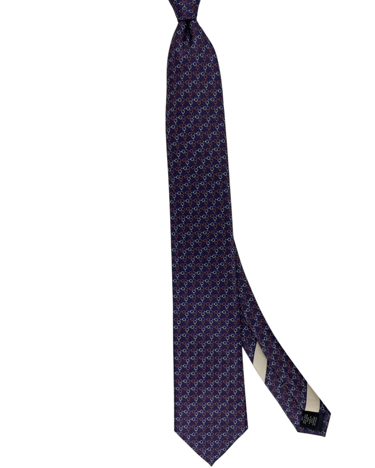Ermenegildo Zegna Tie Navy Chain Pattern Tie Geometric