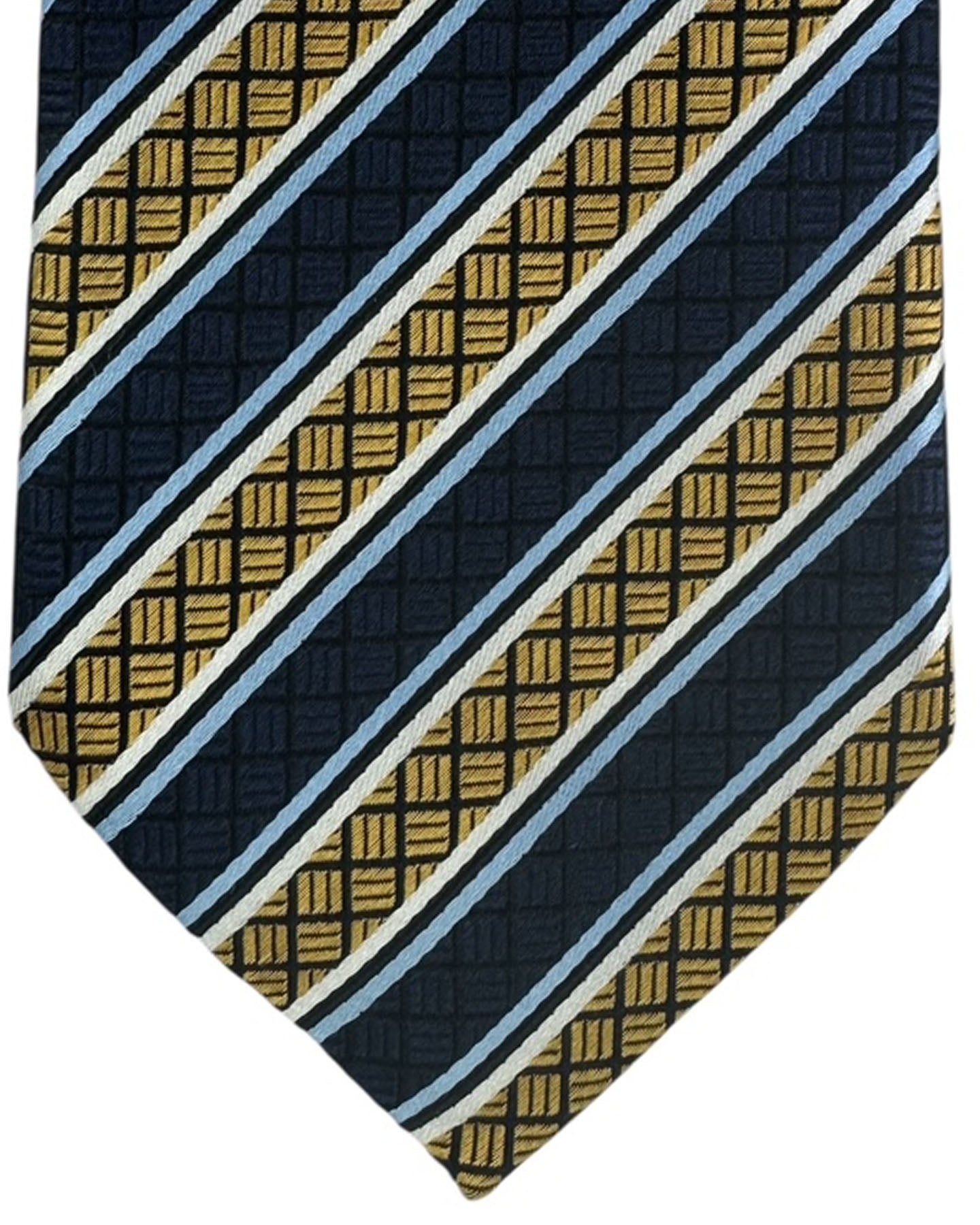 Ermenegildo Zegna Tie Navy And Gold Stripe
