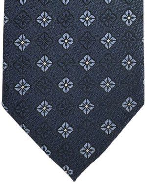 Ermenegildo Zegna Tie Navy Four-Petal Floral Medallion