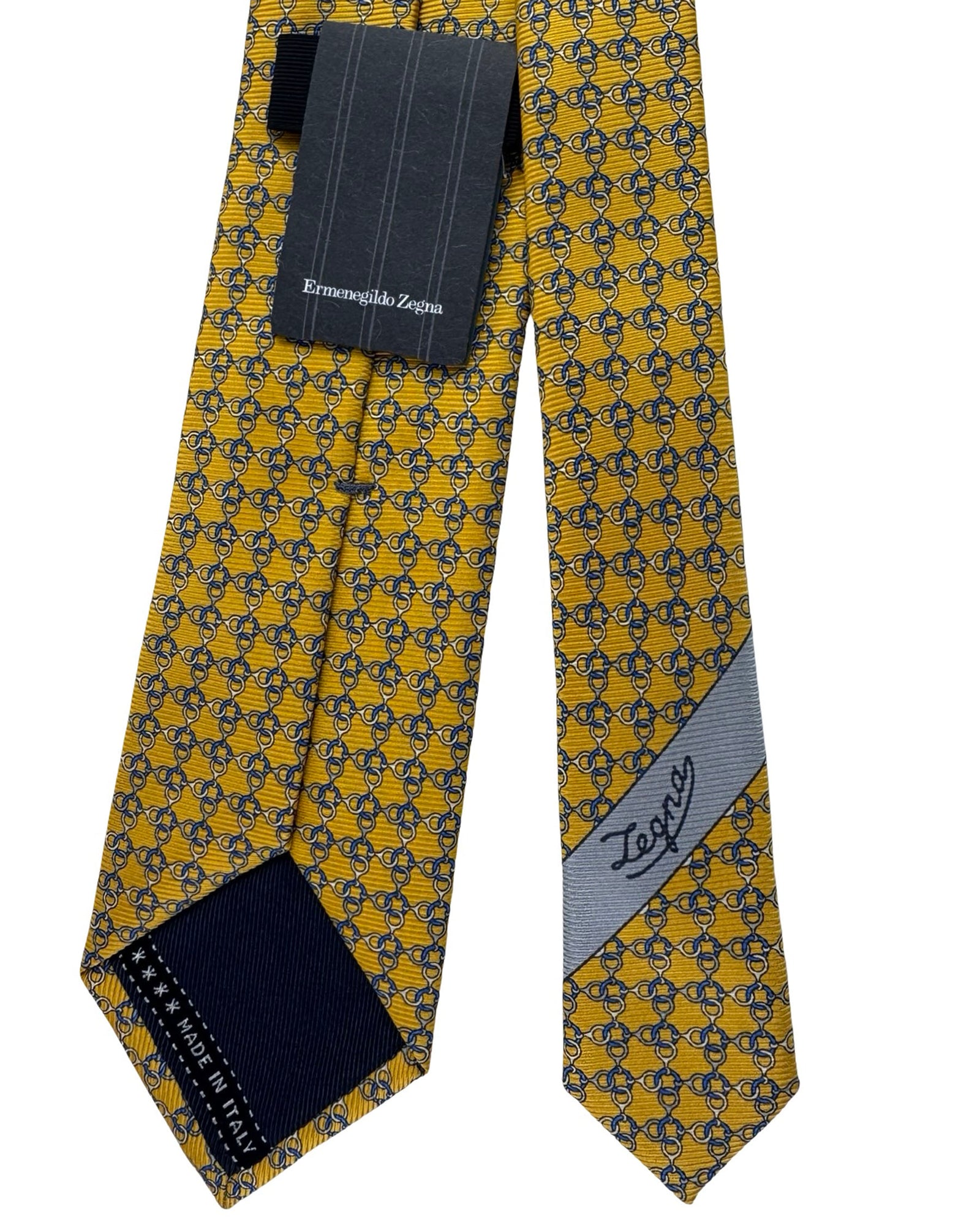 Ermenegildo Zegna Tie Orange Chain Link Pattern