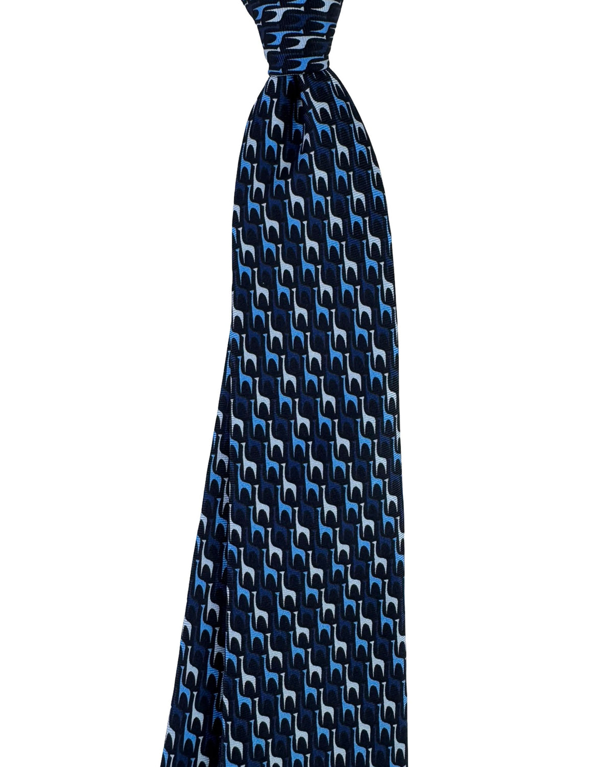Ermenegildo Zegna Silk Tie Navy Blue Abstract Geometric Pattern - Narrow Cut