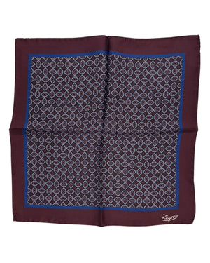 Ermenegildo Zegna Silk Pocket Square Maroon Design SALE