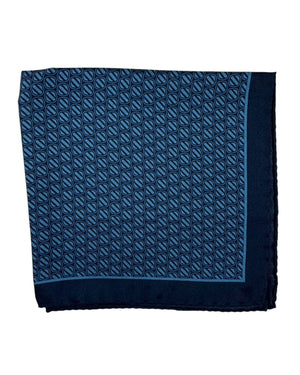 Ermenegildo Zegna Silk Pocket Square Dark Blue Z Logo