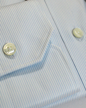 Ermenegildo Zegna Dress Shirt White Blue Stripes 43 - 17