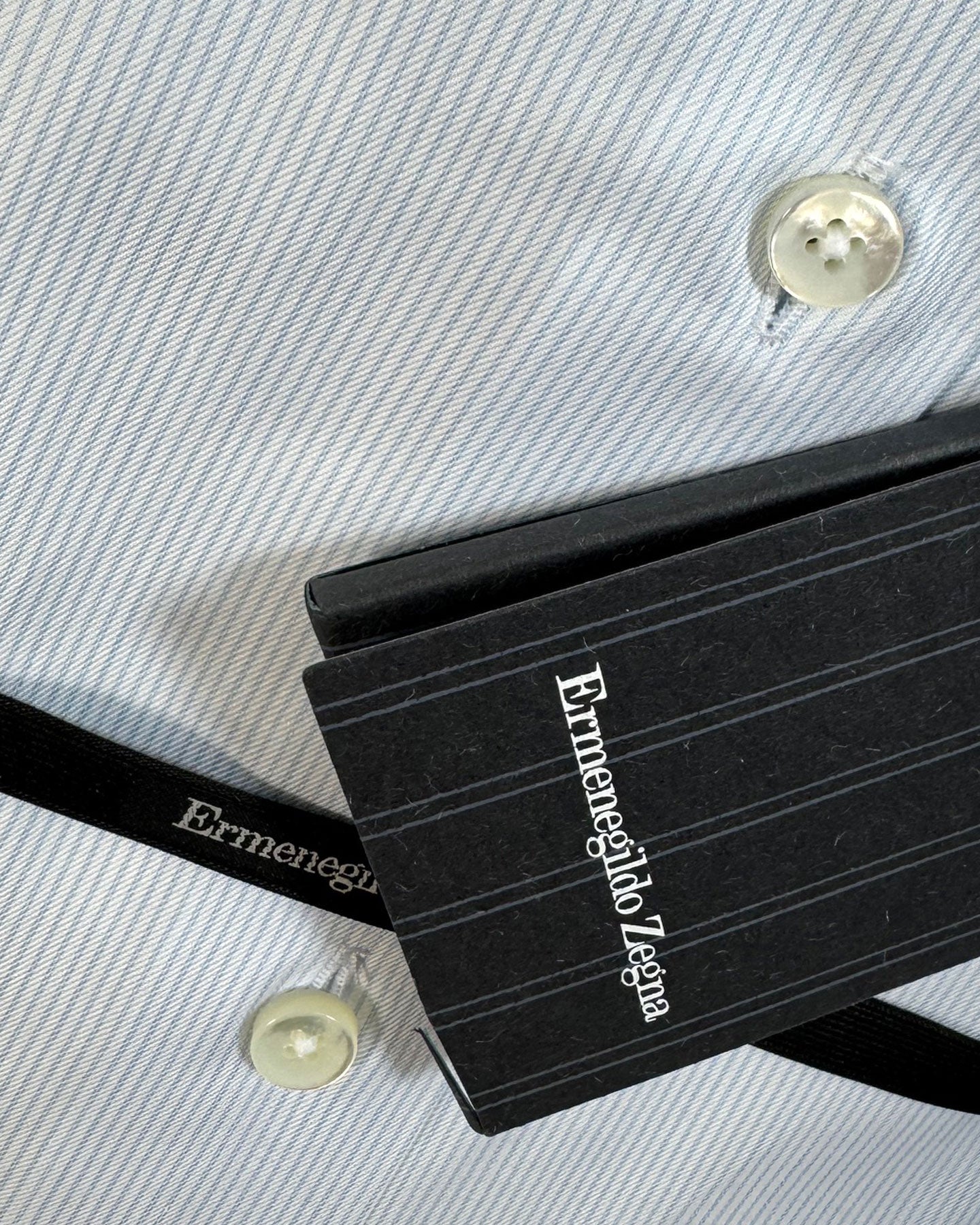 Ermenegildo Zegna Dress Shirt White Blue Stripes 