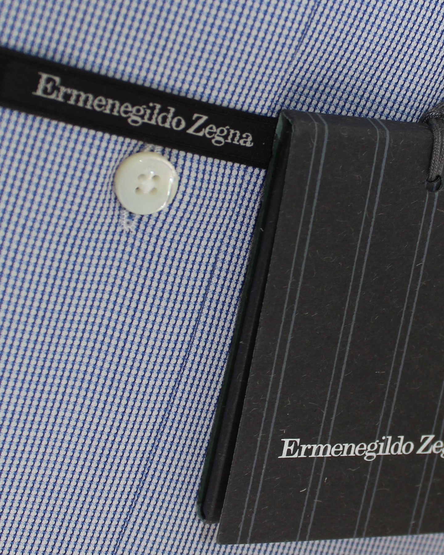 Ermenegildo Zegna Dress Shirt White Royal Blue Pattern