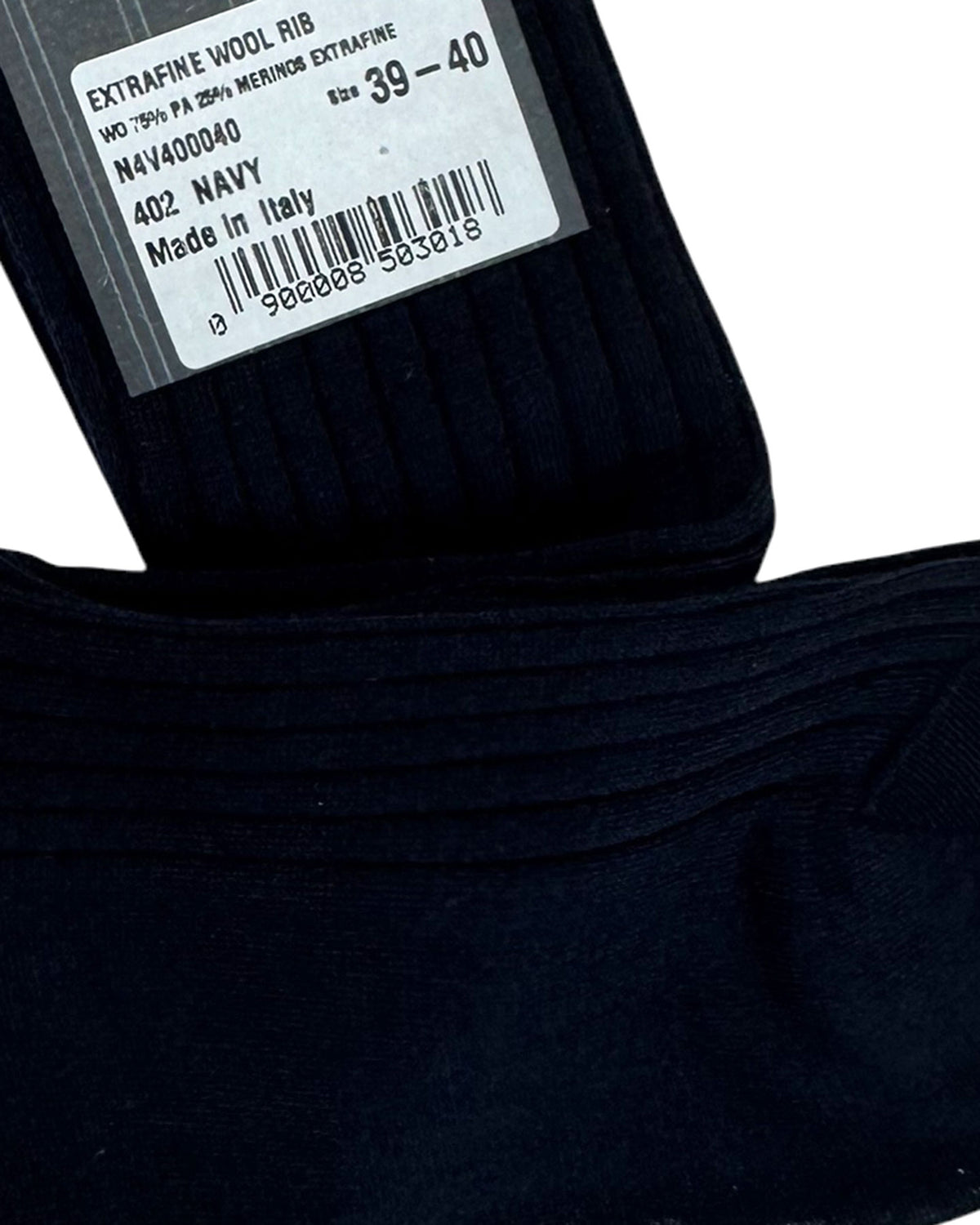 Ermenegildo Zegna Wool Socks Navy Solid Ribbed - Mid Calf EU 40 / US 8 SALE