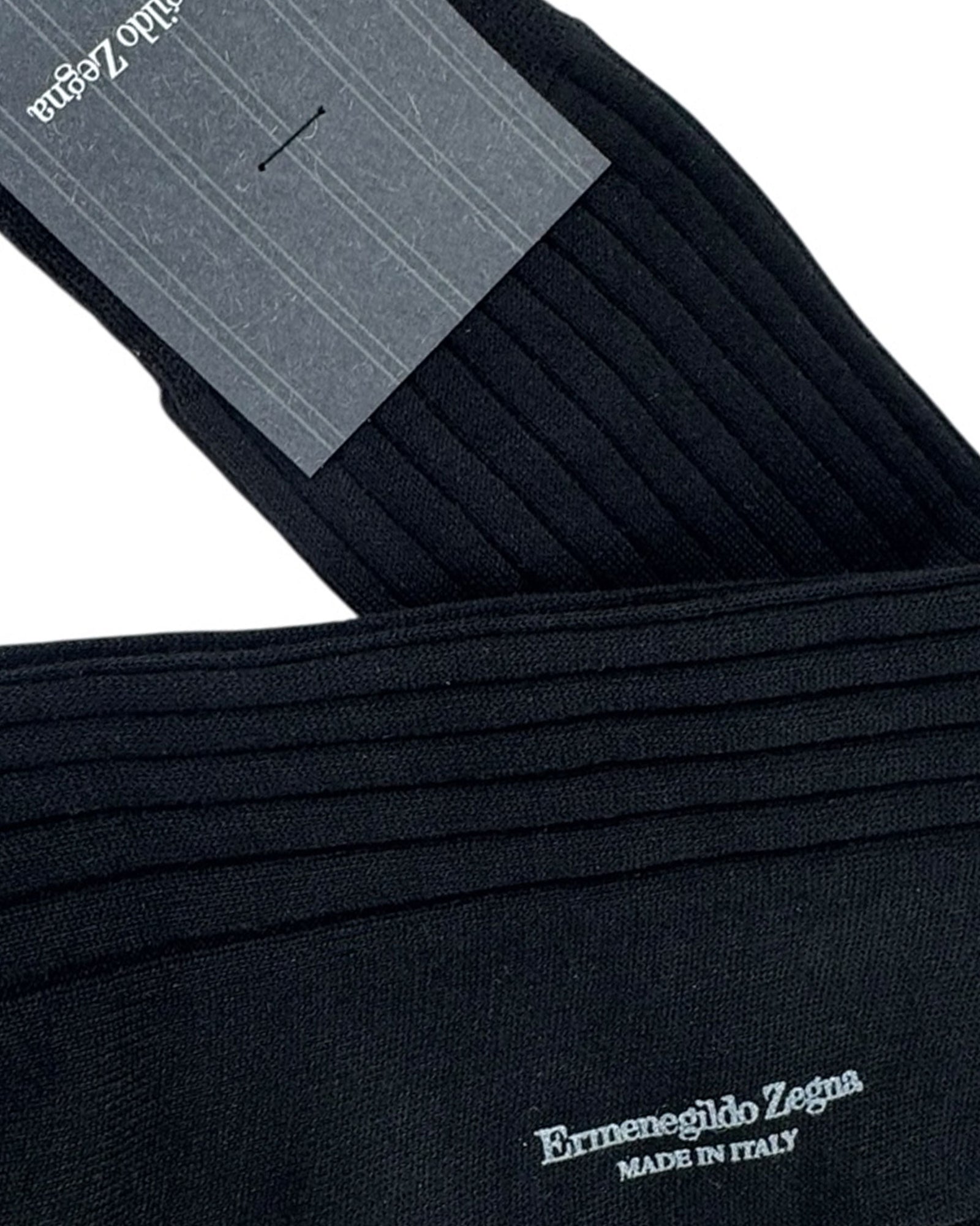 Ermenegildo Zegna Wool Socks Black - Mid Calf EUR 40 / US 7 1/2