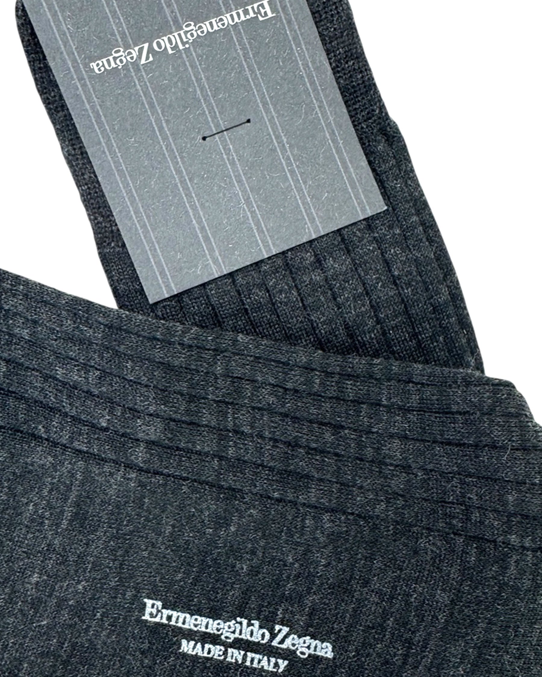 Ermenegildo Zegna Wool Socks Dark Gray - Mid Calf 