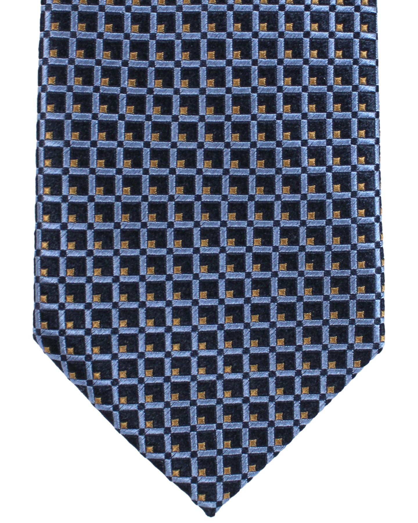 Ermenegildo Zegna Silk Tie Navy Blue Taupe Geometric - Hand Made in Italy