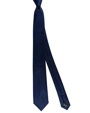 Ermenegildo Zegna Narrow Tie Dark Blue Tonal Pattern