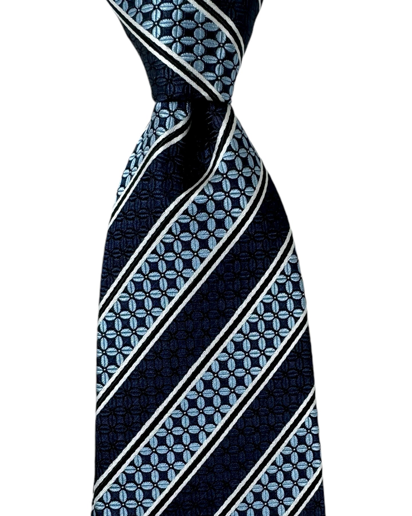 Ermenegildo Zegna Silk Tie Blue Mini Floral Stripes