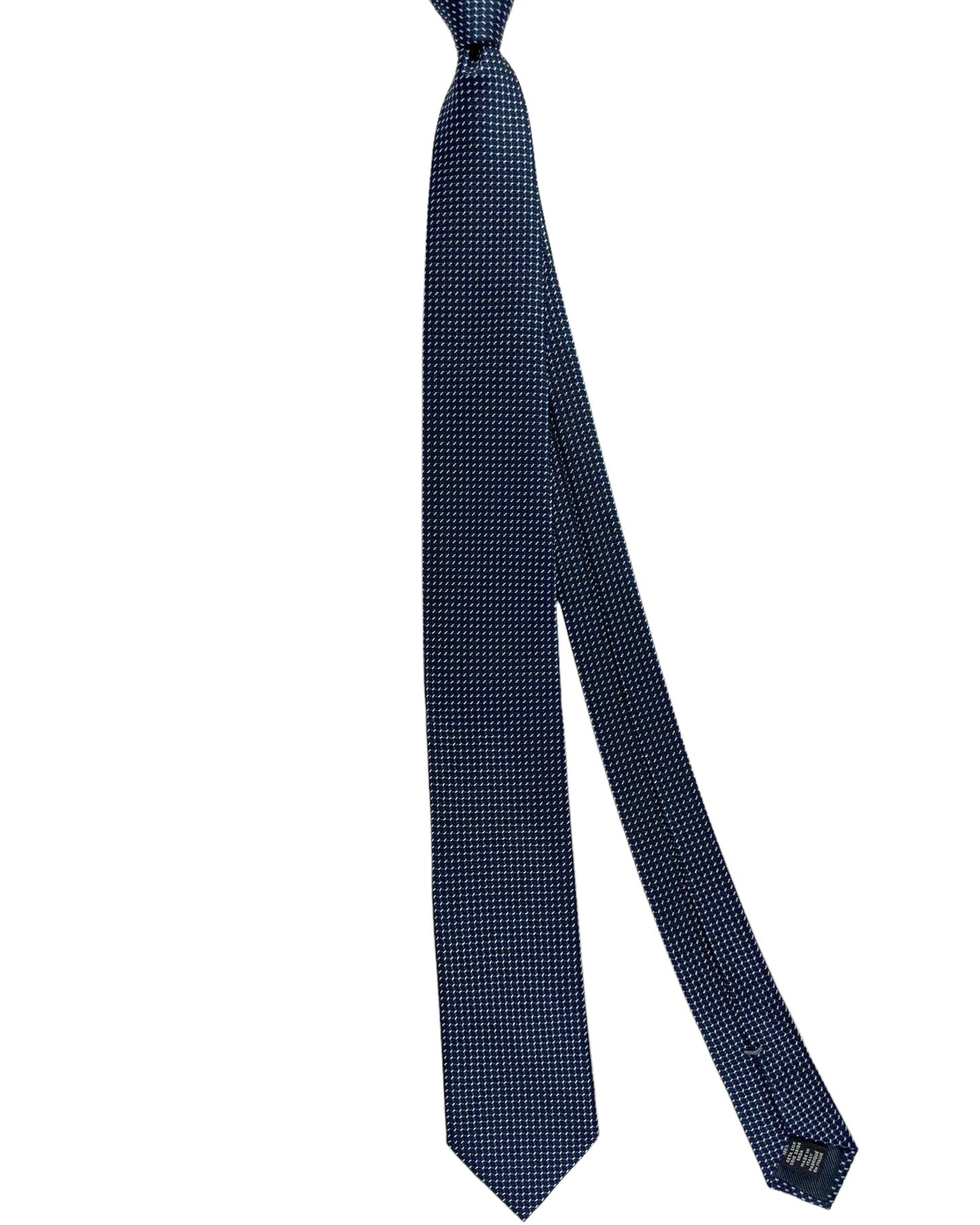 Ermenegildo Zegna Narrow Tie Dark Blue Silver Micro Pattern