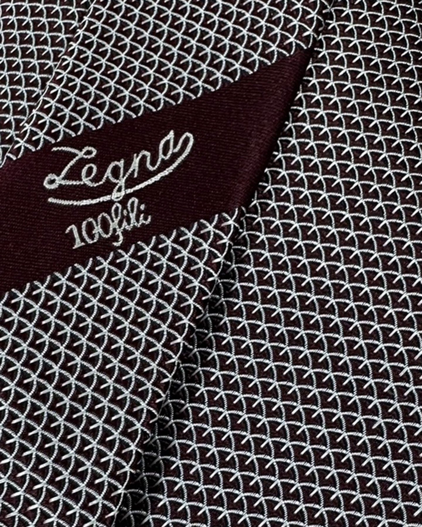 Ermenegildo Zegna Tie Brown Silver Micro Pattern - 100 Fili