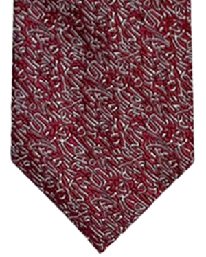 Ermenegildo Zegna Tie Maroon White Micro Pattern - 100 Fili