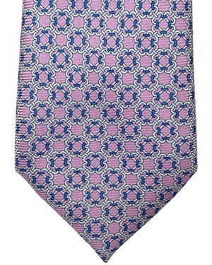 Ermenegildo Zegna Silk Tie Pink Blue Chain Link Design