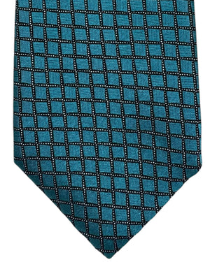 Ermenegildo Zegna Silk  Tie Teal Design