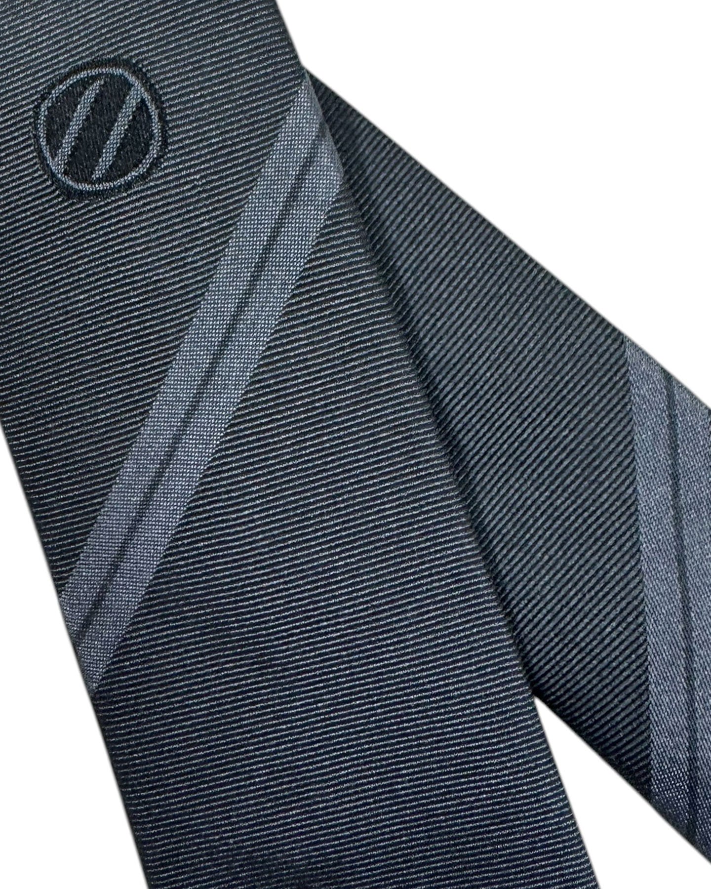 New Zegna Tie Gray Logo - Narrow Necktie