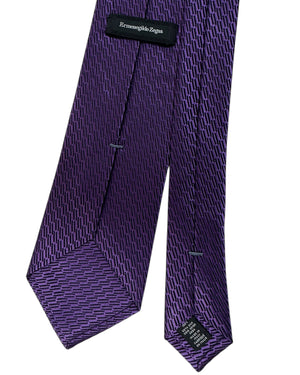 Zegna Silk Tie Purple Pattern - Self Tipped