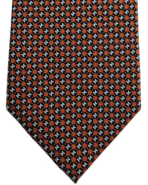 Z Zegna Tie Orange Geometric Design