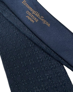 Ermenegildo Zegna Silk Tie Couture Midnight Blue Pattern