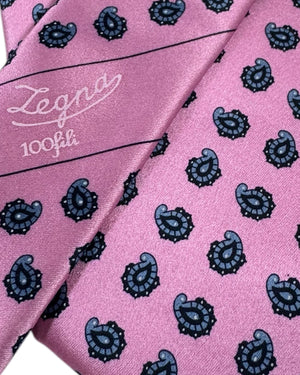 Ermenegildo Zegna Tie Pink Gray Paisley 100 Fili