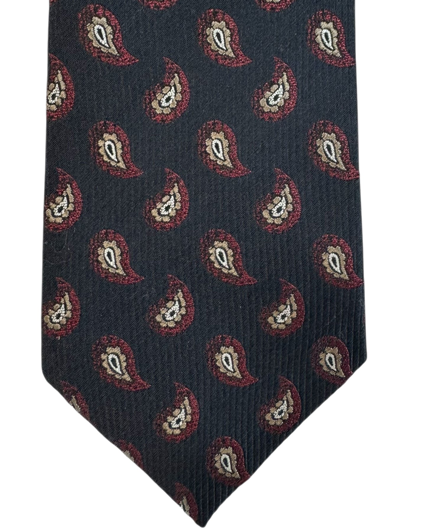 Ermenegildo Zegna Tied for  Navy Maroon Paisley - Narrow Necktie