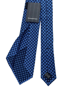 Zegna Sevenfold Tie Blue Geometric
