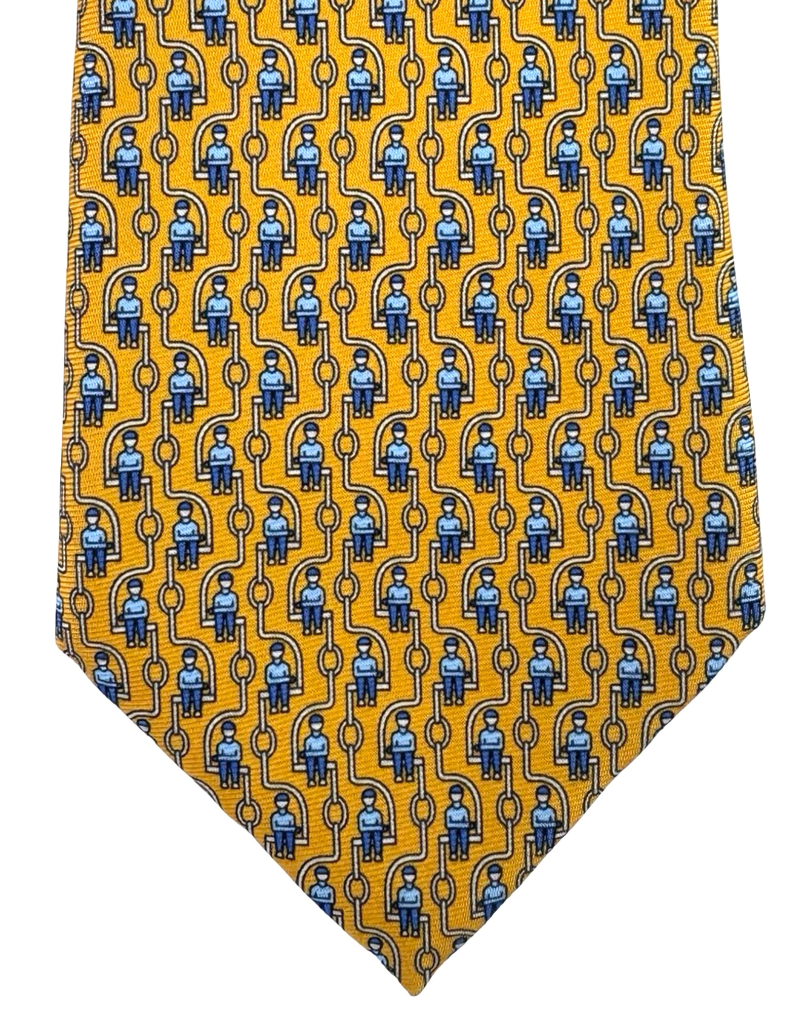 Ermenegildo Zegna Silk Tie Orange Ski Lift Novelty Design