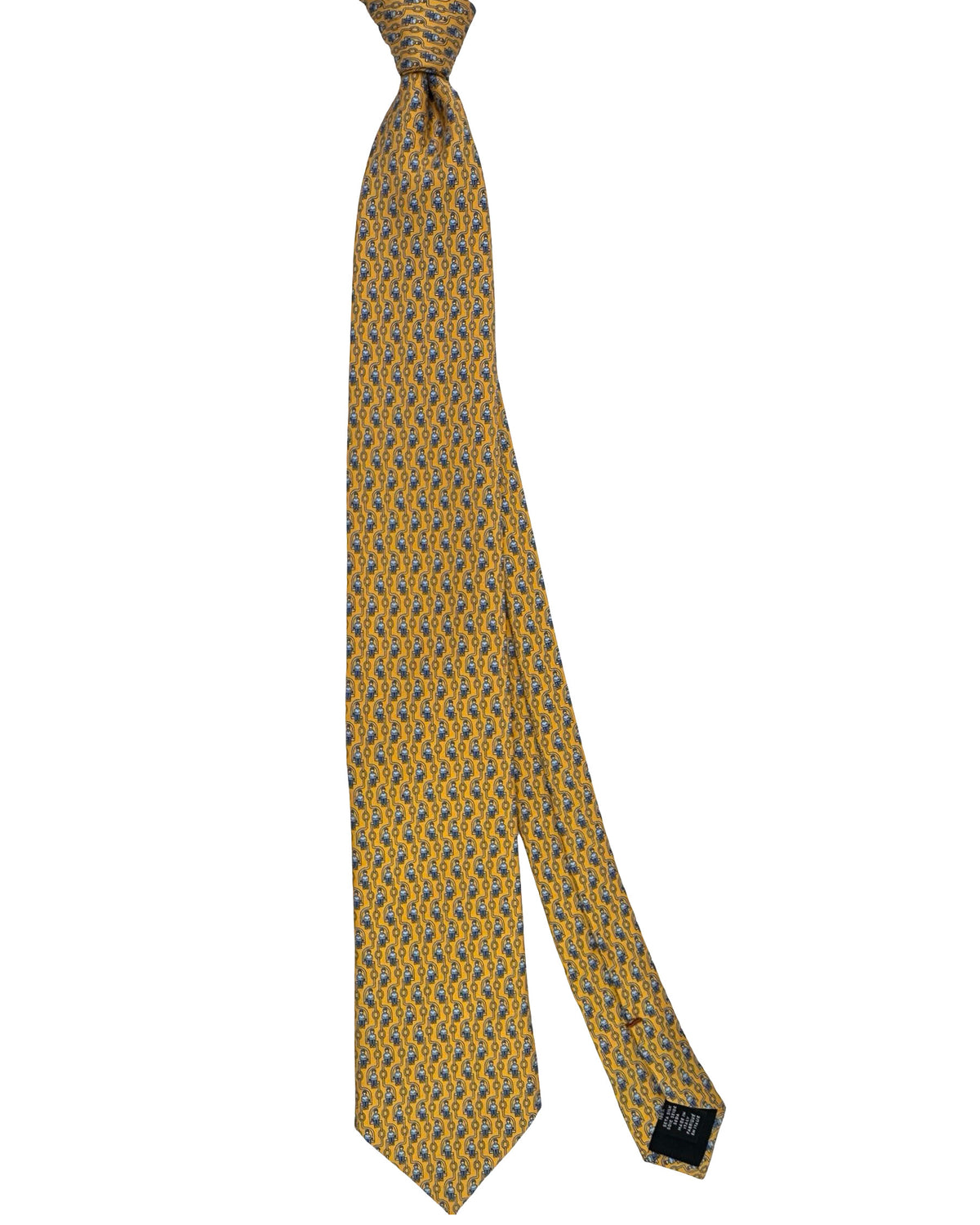 New Zegna Silk Tie Orange Ski Lift Novelty