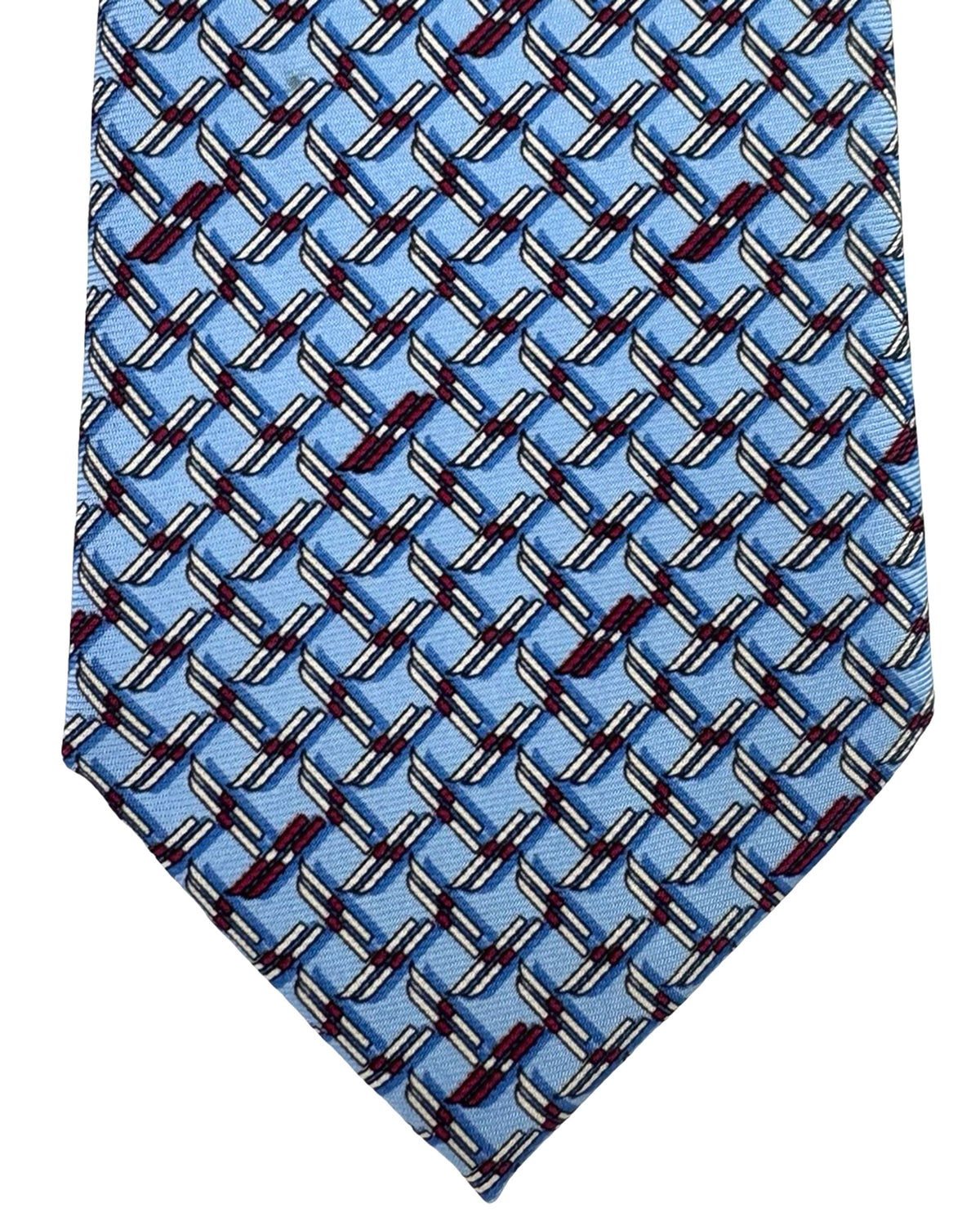 Ermenegildo Zegna Silk Tie Sky Blue Skis Novelty Design