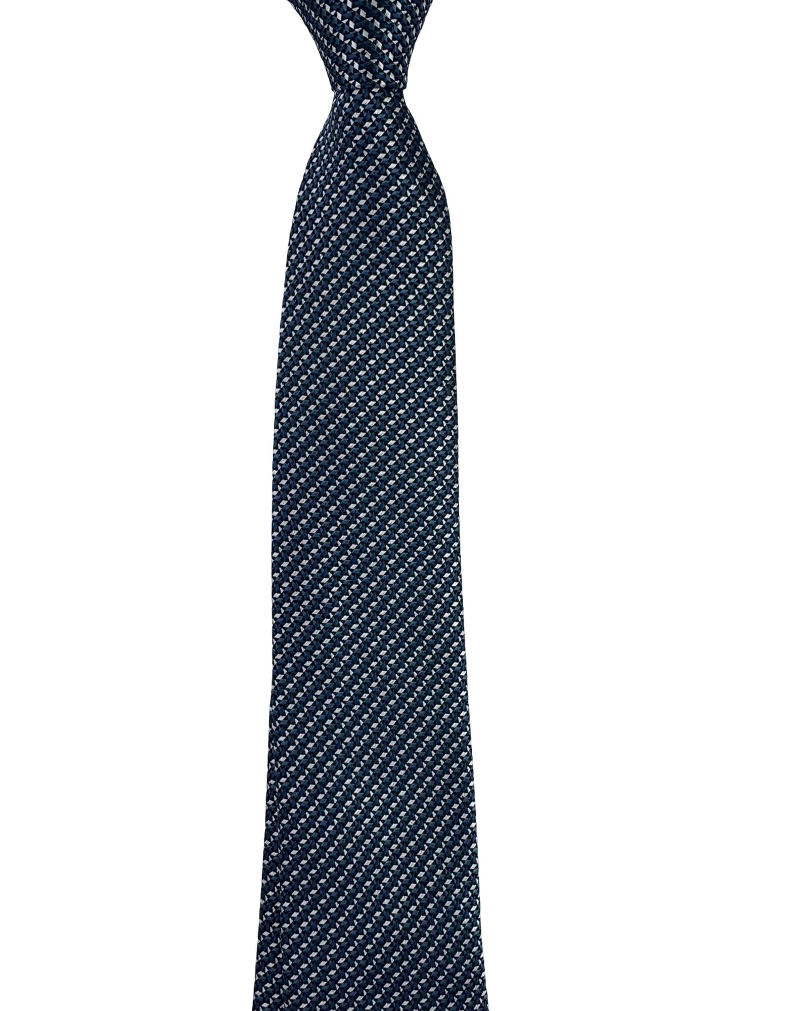 Ermenegildo Zegna Tie Teal Black Silver - Narrow Cut