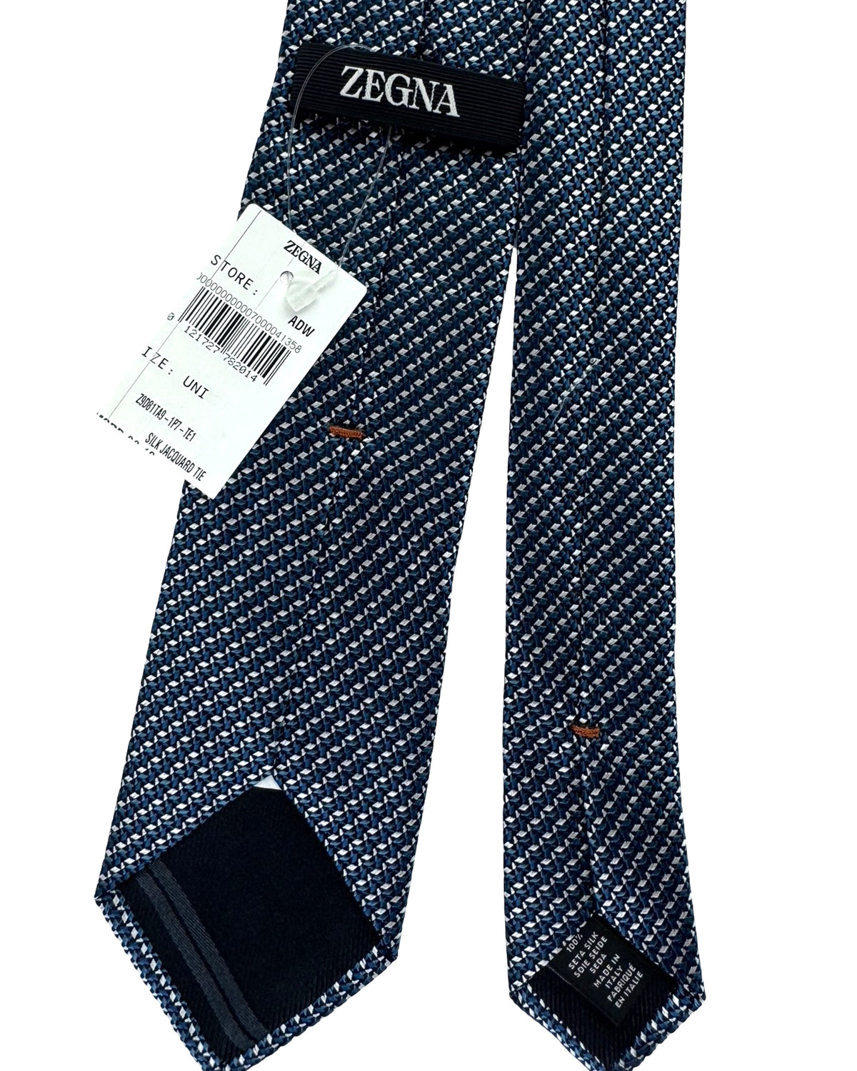 Zegna Tie Teal Black Silver - Narrow Cut