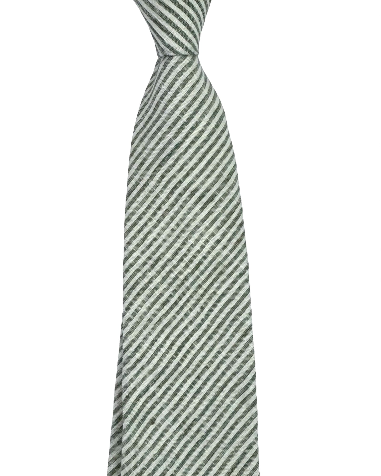 Zegna Linen Tie Sea-Grass Green White Stripes
