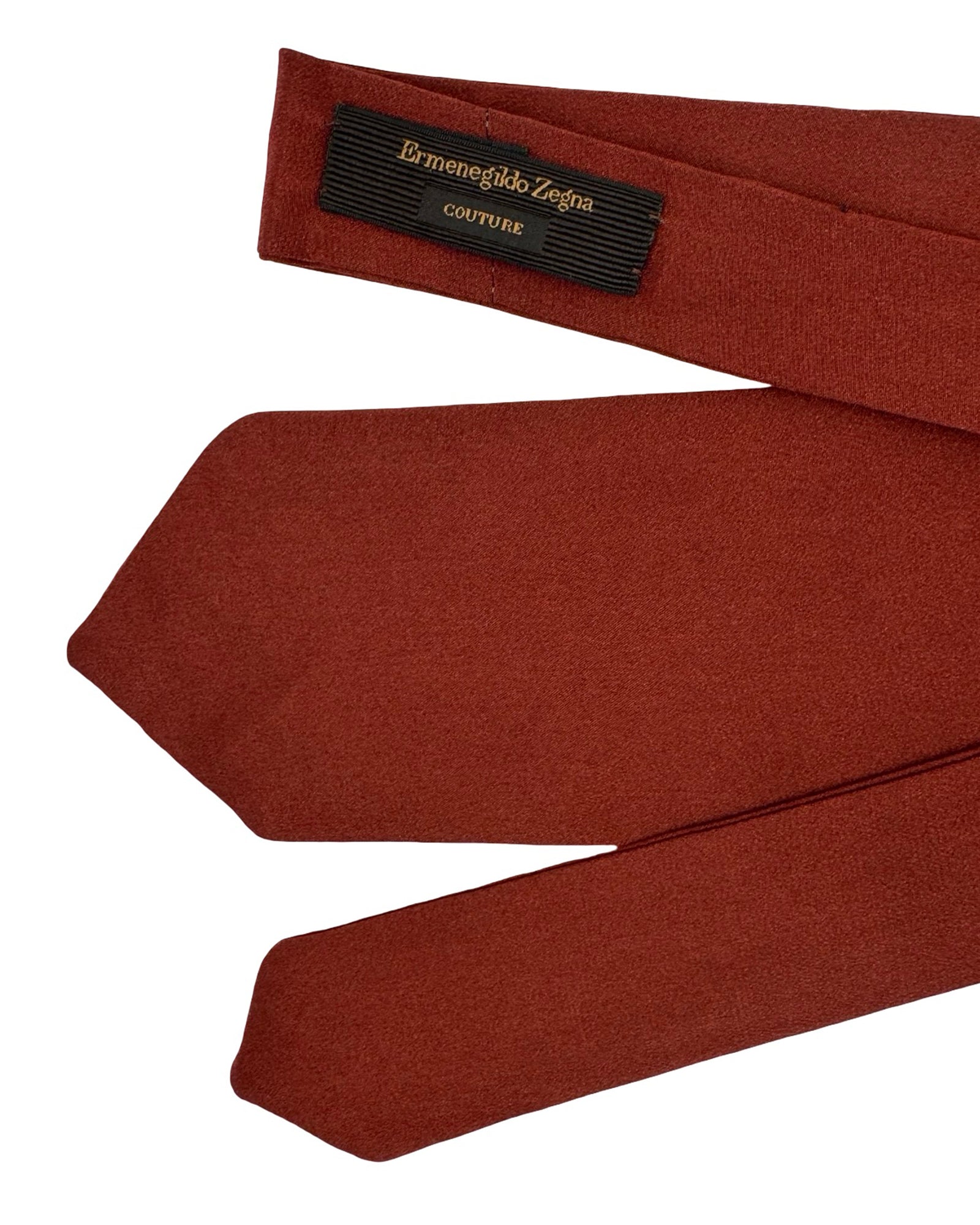 Ermenegildo Zegna Tie Rust Brown Solid - XXX Couture - 2 Sided