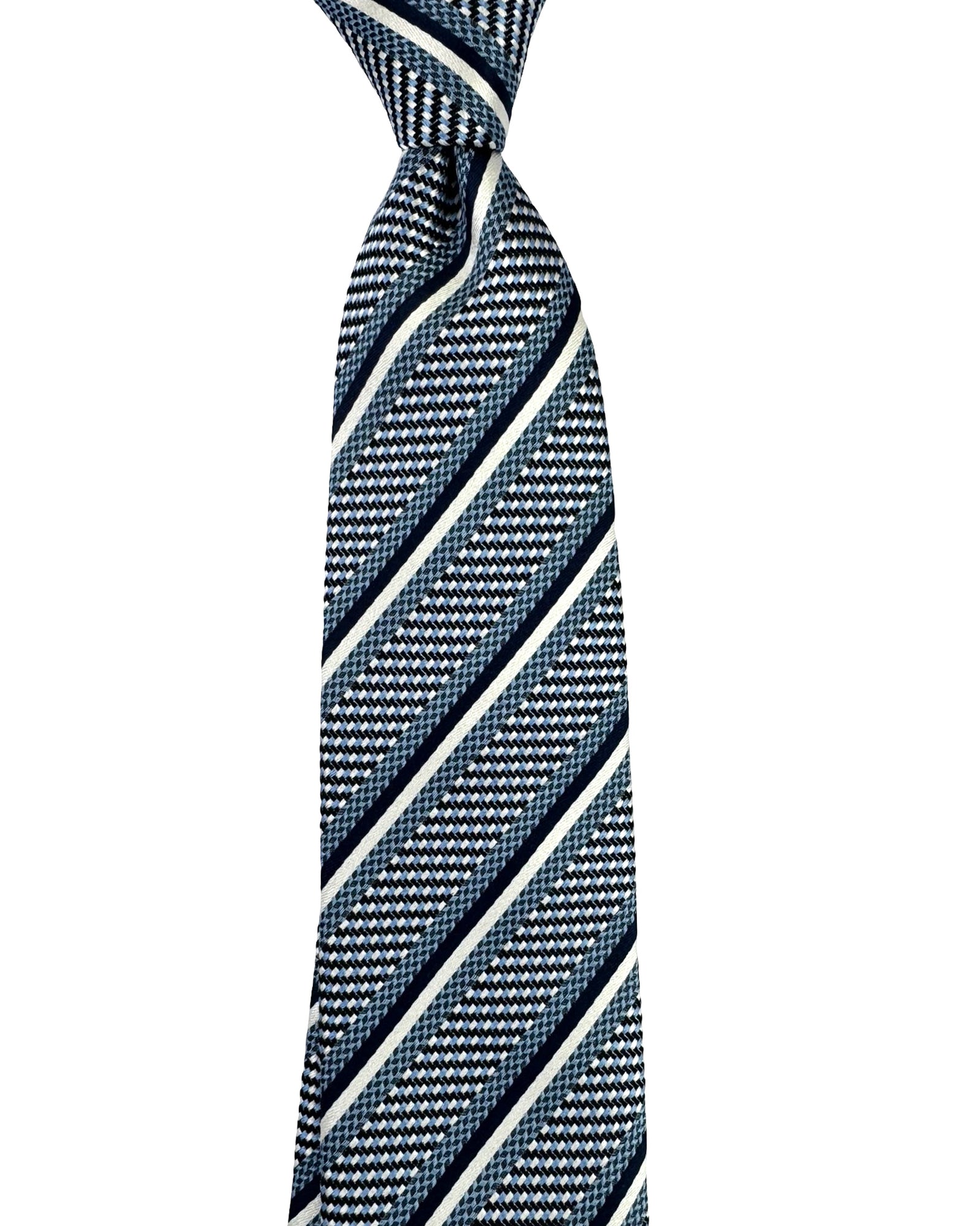 Ermenegildo Zegna Tie Blue White Navy Blue Stripes