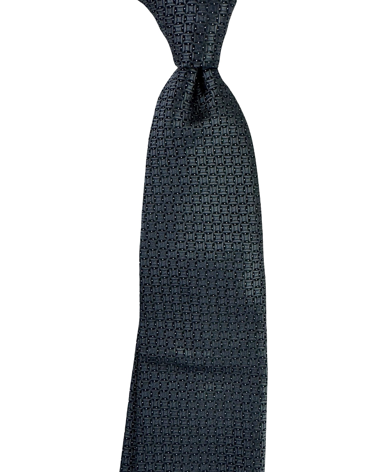 Ermenegildo Zegna Silk Tie Black Gray Silver Geometric