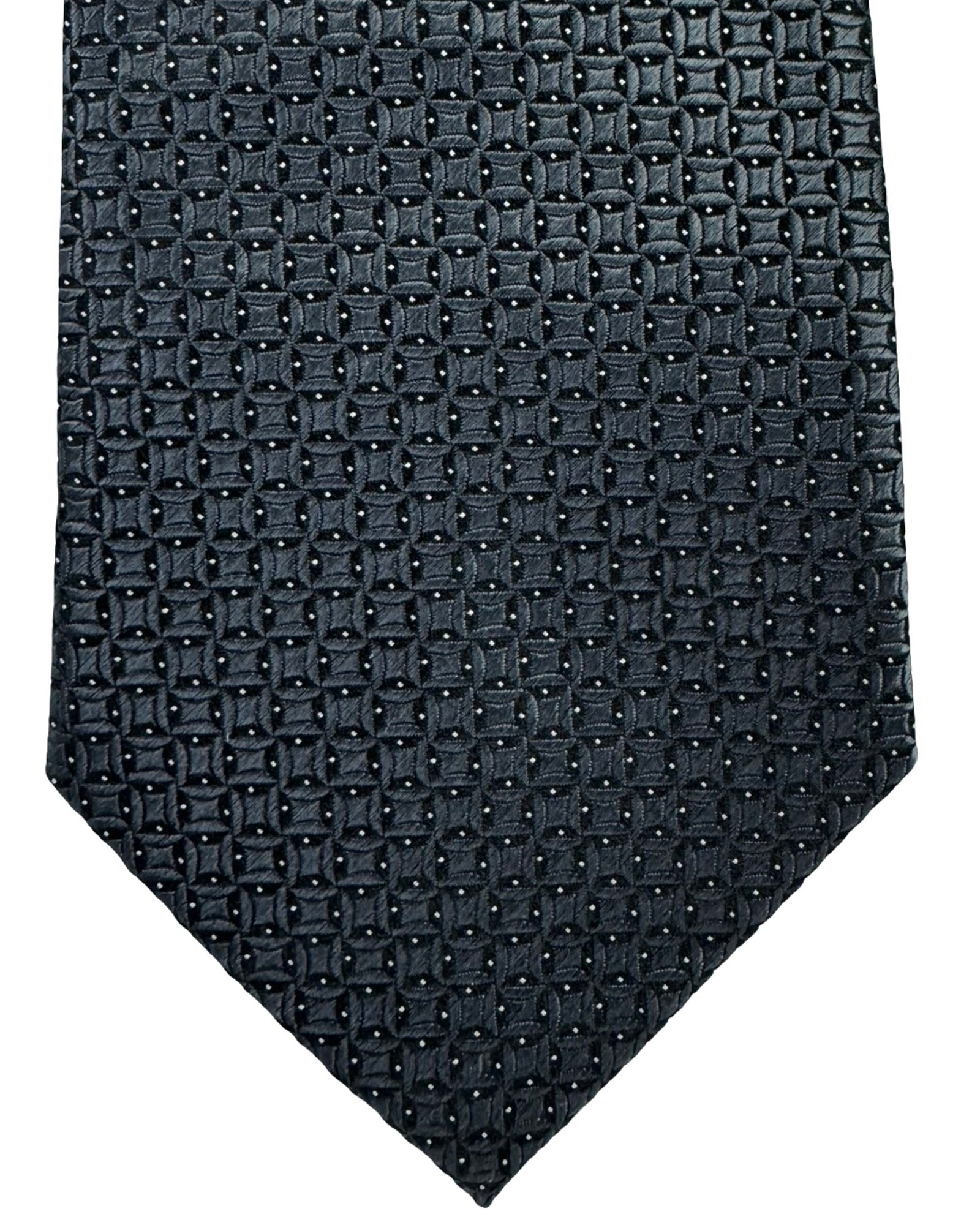 Ermenegildo Zegna Silk Tie Black Gray Silver Geometric