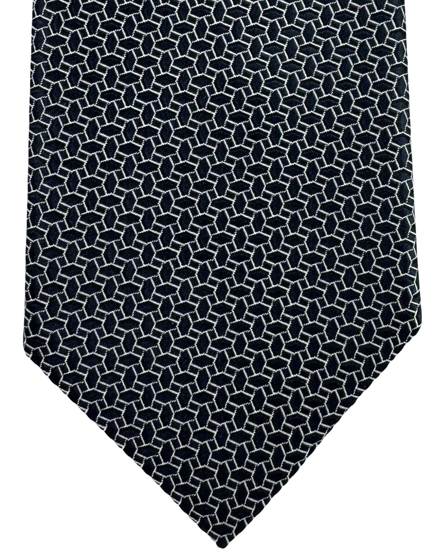 Ermenegildo Zegna Tie Dark Blue Geometric - Cento Fili