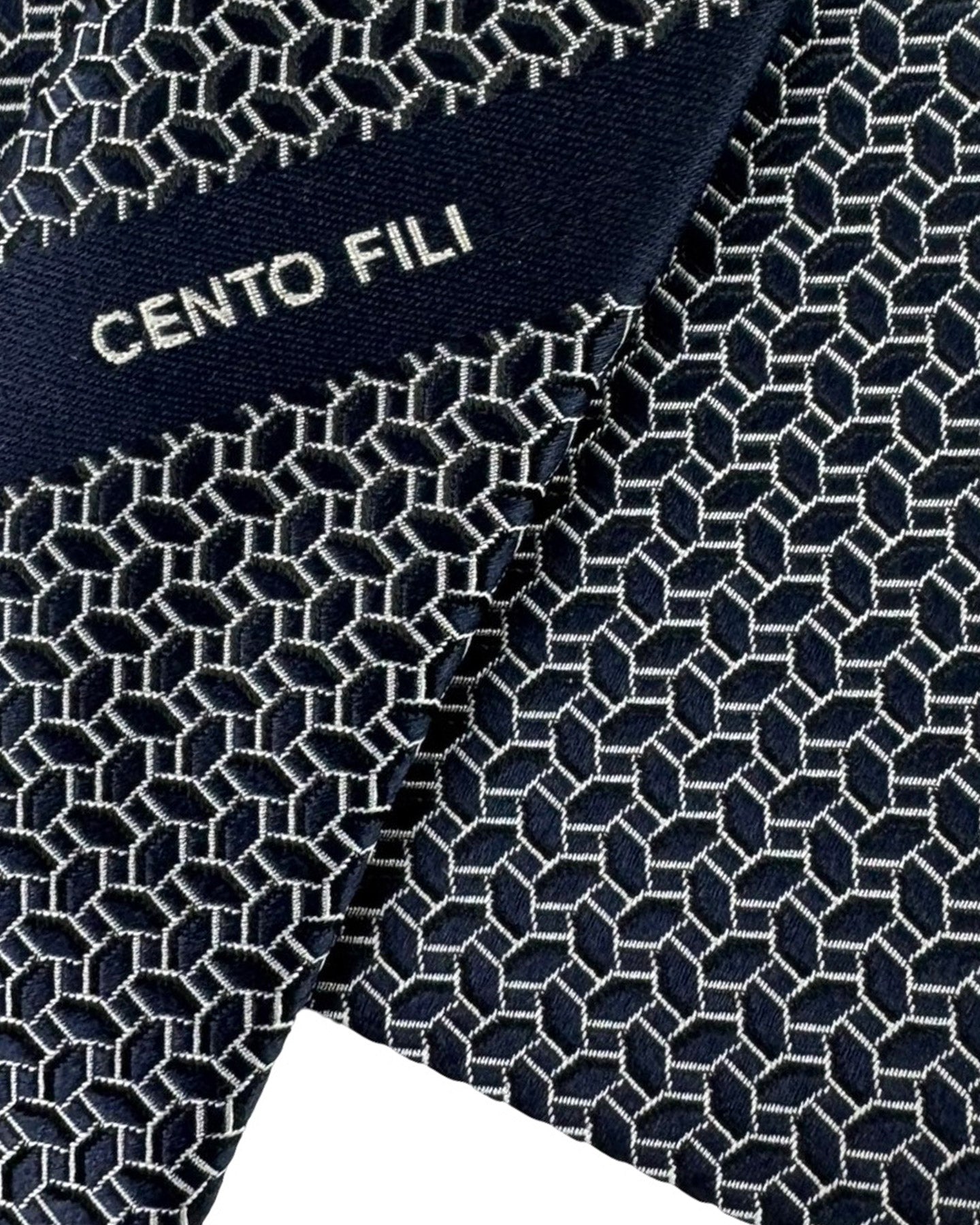 Ermenegildo Zegna Tie Dark Blue Geometric - Cento Fili