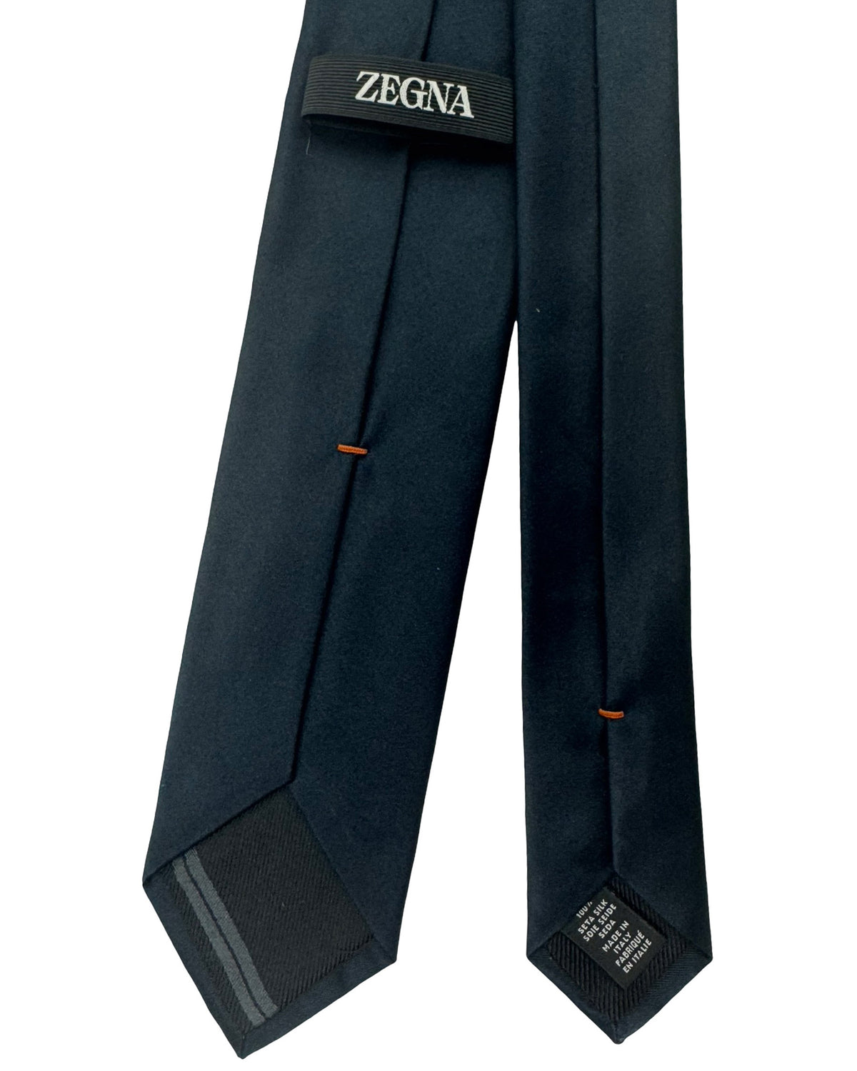 Ermenegildo Zegna Tie Midnight Blue Solid - Narrow Necktie