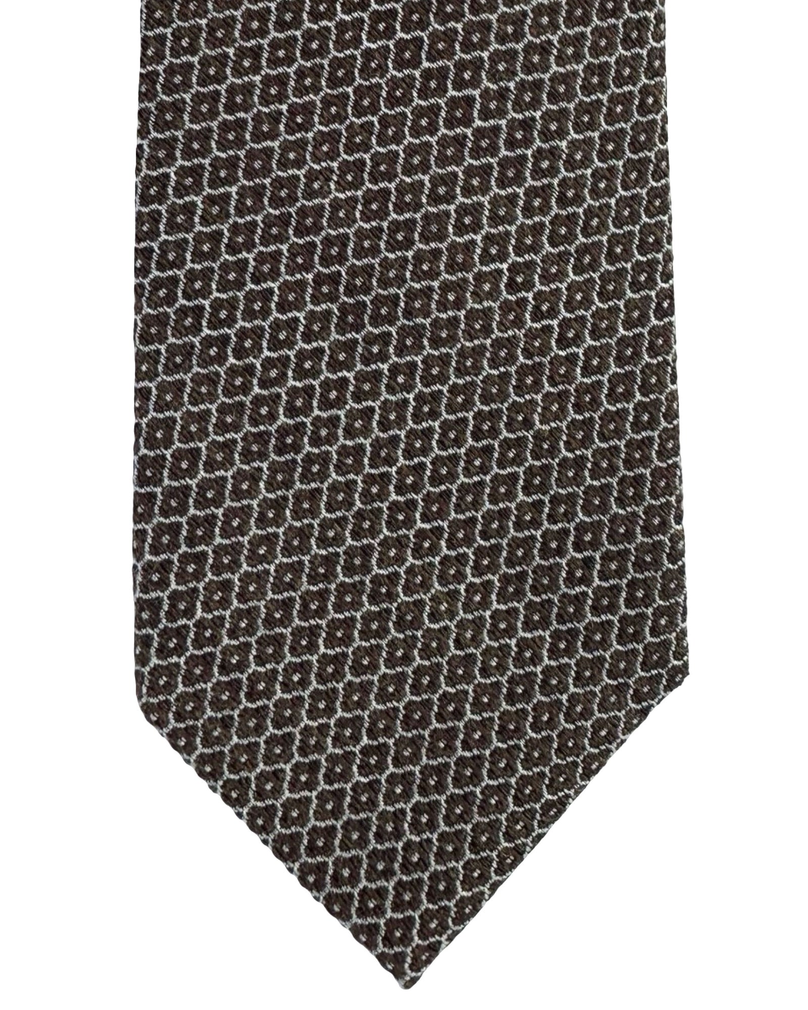 Ermenegildo Zegna Tie Brown Gray Pattern- Narrow Cut