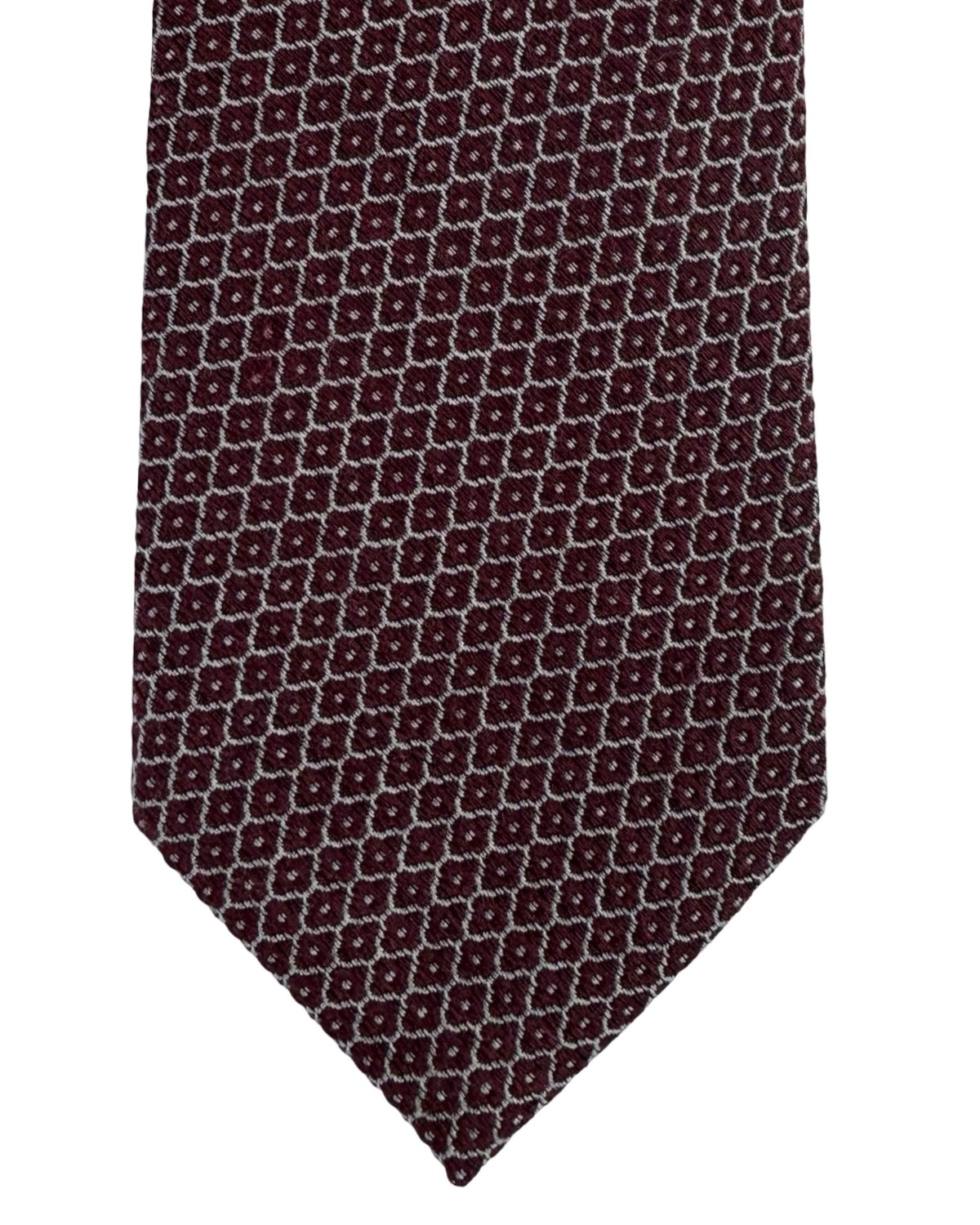 Ermenegildo Zegna Tie Maroon Gray Pattern- Narrow Cut SALE