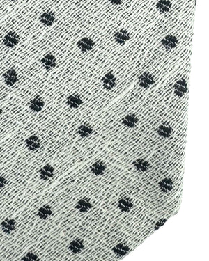 Zegna Tie White Gray Dotted Design - Narrow Cut
